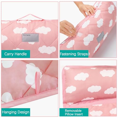 Image of Nap Mat, Toddler Nap Mat with Blanket, Pink Cloud, 52 inch x 23 inch