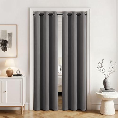 Image of MIULEE Closet Curtain for Open Closet Without Door Grommet Top 34x80 Inches | Covers Closet, Privacy Curtains for Room Divider, Sun /Light Blocking, Quality Fabric, Doorway