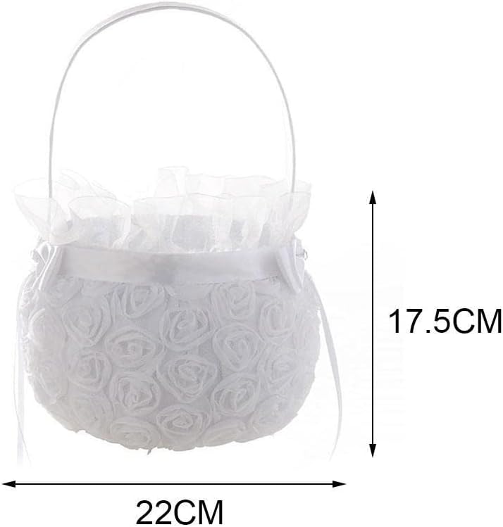 JSEIAJB Wedding Flower Basket Flower Girl Basket Handmade Flower Basket Lace Flower Girl Basket Wedding Basket