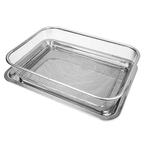 TOPPERFUN Cesta de Freír Inoxidable con Bandeja y Filtro para Alimentos para Patatas Fritas y Otros Comida Drenaje de Aceite y de Almacenar