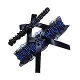 Amosfun 1 Set Spitze Strumpfbänder Hochzeit Spitze Strumpfbänder Braut Strumpfbänder Bein Dekore (Schwarz Blau)