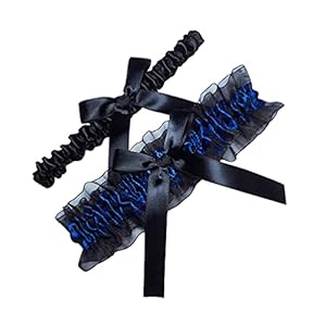 Amosfun 1 set kanten kousenbanden bruiloft kant kousenbanden bruid kousenbanden beendecoraties (zwart blauw)