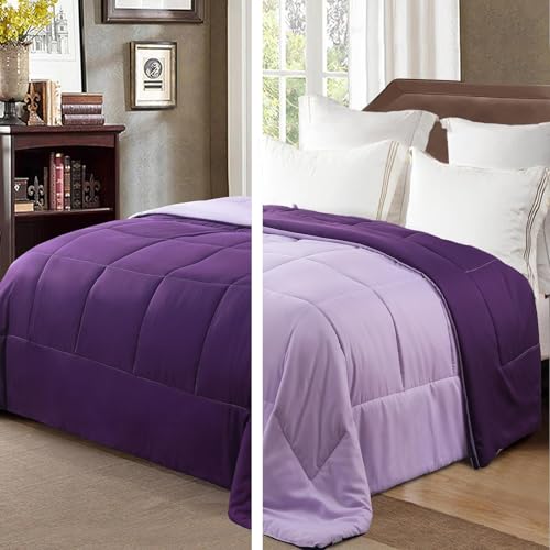 Exclusivo Mezcla Morado/Lila Edredón Relleno Nórdico - Edredón de Fibra, Microfibra Cepillada Suave, Transpirable, Todas Estaciones, 220x230 CM