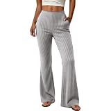 Donna Pantaloni di Velluto Coste Maglia Elastico Vita Alta Autunno Inverno