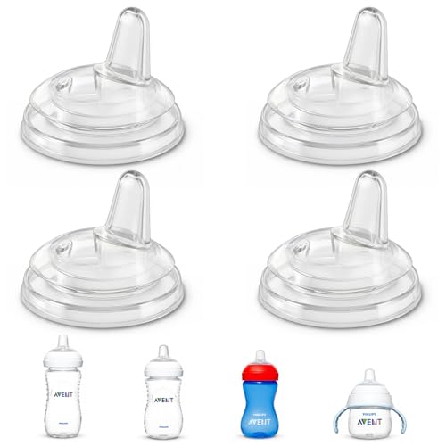 Sippy Spout Nipples for Philips Avent Natural Baby Bottles, My Grippy Spout Sippy Cup and Natural Trainer Sippy Cup, Food Grade Soft Silicone, BPA-Free, Convert to Sippy Cup, 6m+, 4-Pack