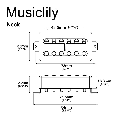 Roswell Flt2-N Filtertron 48.5Mm (1-29/32 Inch) String Spacing Alnico 2 Humbucker With Ear Mount Neck Pickup 4K For Electric Guitar, Nickel #TOP1