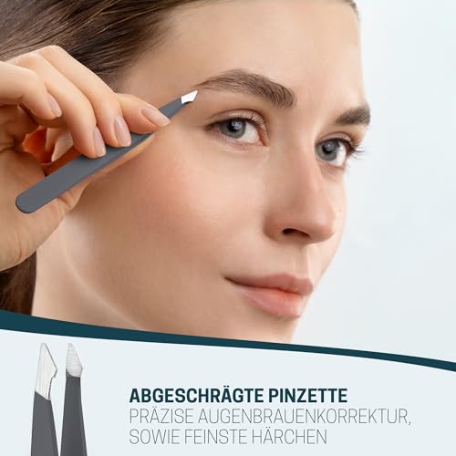 KLINGENHELD® Präzises Pinzetten-Set mit handgeschliffenen Spitzen - Perfekt für alle Anwendungsbereiche - inkl. Baumwoll-Etui 100% plastikfrei & nachhaltig - Pinzette Augenbrauen zupfen, 21 Farben