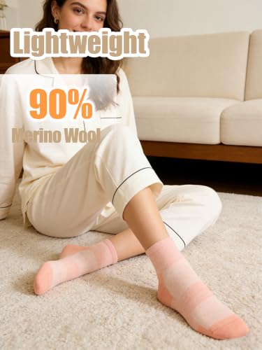 Image of 90% Merino Wool Breathable Running Ankle Socks for Men Women 3 Pairs