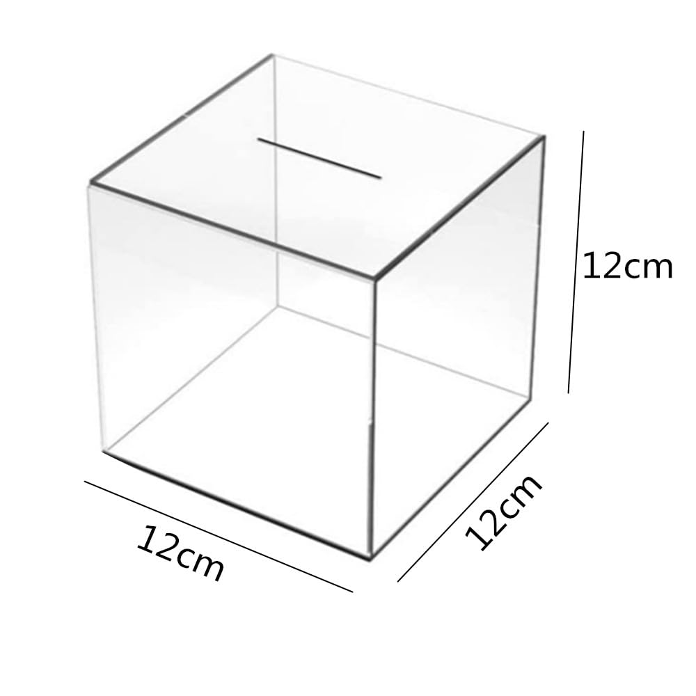 Salvadanaio Trasparente In Acrilico 12x12x12 Cm – Non Aprile, Per Adulti E Bambini – Salvadanaio Cubo Per Risparmiare Monete E Banconote