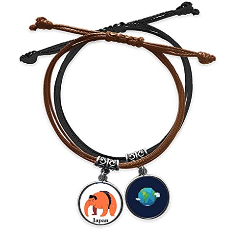 Pulsera cuerda mano cadena cuero de sumo japonés tradicional ajustable estilo tierra