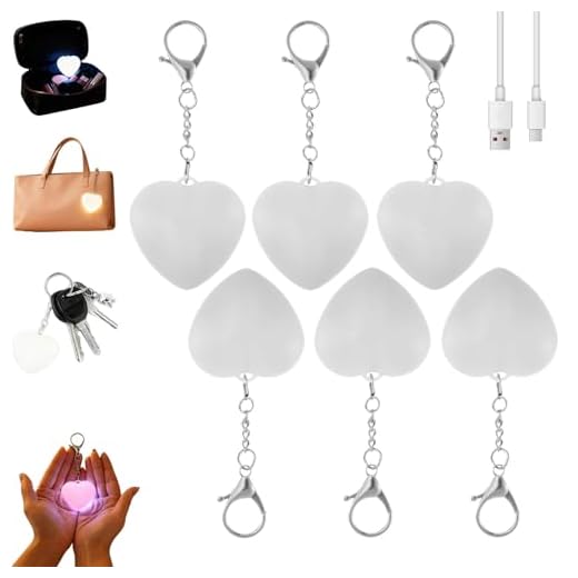 2/4/6/8/10Pack Purse Light Handbag Light, Love Wallet Tote Bag Touch Sensing Lights for Inside Purse, Heart Purses Lights Keychain, Rechargeable LED Automatic Glow Lamp with Sensor Activated (A-6Pc)