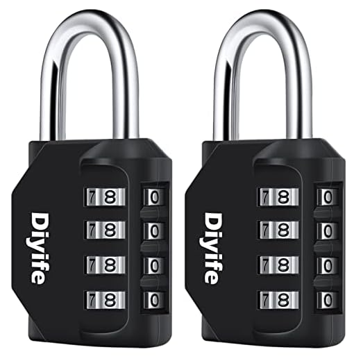 [2 pièces] 4-Digit Cadenas à combinaison, Diyife Serrure Combinée, Métal étanche et Fermoir Combiné en acier plaqué - Noir