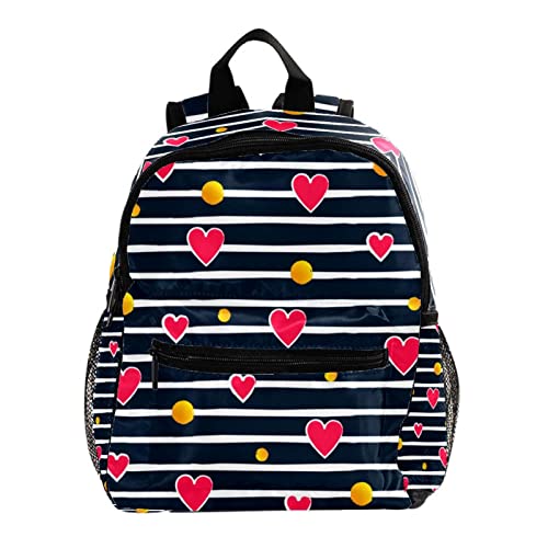 Sac à dos d'amour avec cœurs et rayures pour l'école et les sorties