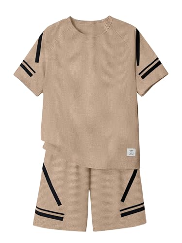 Cakaner Teen Boy Summer Shirt and Shorts Outfit Set Toddler to Big Kid Size 13 14