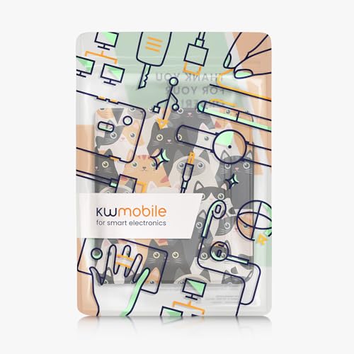kwmobile Capa compatível com Kobo Libra Color Case - capa eReader - gatos laranja/preto/branco