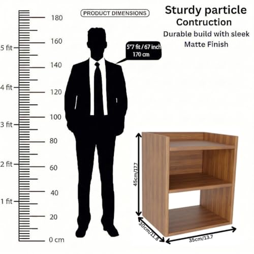 Image of SPYDER CRAFT 2 Tier Engineered Wood Bedside Table for Bedroom|Wooden Modern Side Tables for Bedroom|Side Table for Bed Room|Corner Table for Bed Room (Finish Color -Noce Lyon, DIY(Do-It-Yourself))