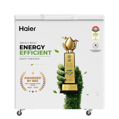 Image of Haier HFC-300SPW5, 5 Star (2026 Star Rating) Single Door Convertible Deep Freezer, Heavy Duty Compressor with inside metal Liner, Compact Design with Removable Gasket (White 247L)
