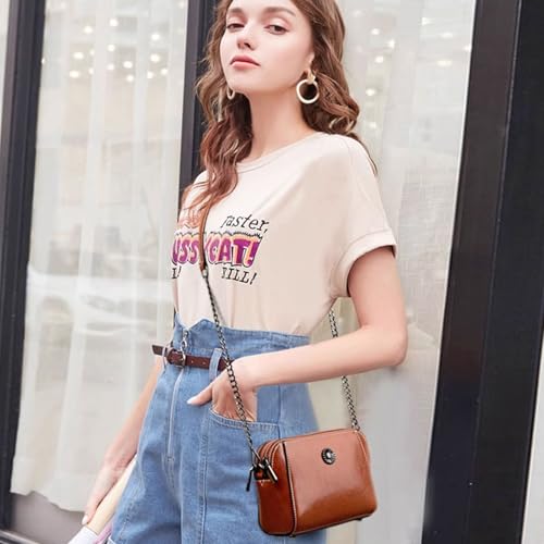 Image of Genuine Leather Small Crossbody Bags for Women | Lightweight Shoulder Purse, Designer Handbag with Adjustable Strap, Casual Travel Everyday Bag