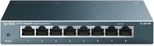 TP-Link SG108 Switch Ethernet Gigabit 8 ports RJ45 metallique 10/100/1000 Mbps, IGMP Snooping, switch RJ45 idéal pour étendre le réseau câblé pour les bureaux à domicile Bleu Métallique
