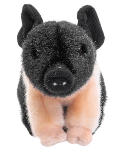 Miniatura 2 de Uni-Toys - Cerdito De Pesca De Color Rosa Y Negro 20 Cm Longitud Cerdo, Animal De Granja Peluche De Peluche