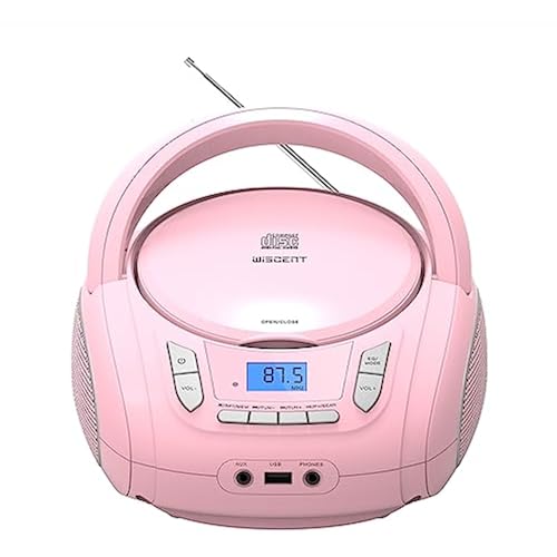 Portable CD Player Boombox with Bluetooth,FM Radio,USB MP3 Playback,AUX-in,Headphone Jack,CD-R/RW and MP3 CDs Compatible,Small CD Player for Home or Outdoor