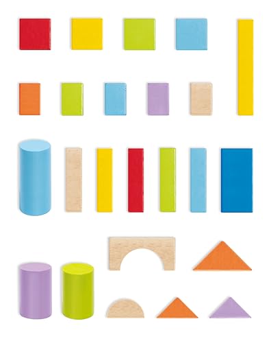 Hape Wunderbare Holzbausteine - 101-teiliges Set mit bunten Klötzen, Motorik- und Konstruktionsspielzeug, zur Förderung der Feinmotorik, für Kinder ab 12 Monaten