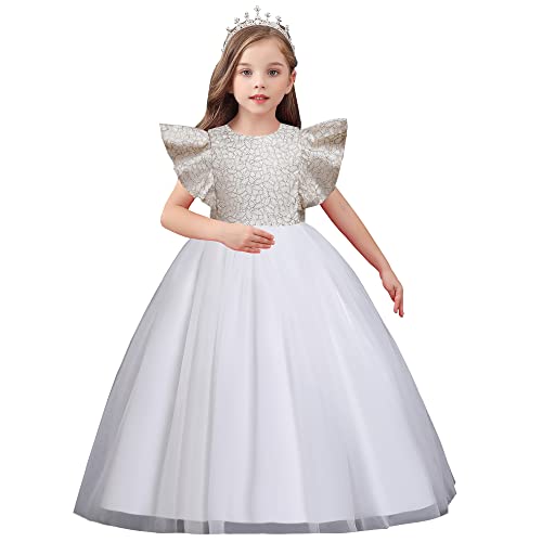Robe de soirée pour filles costume de princesse blanc de cérémonie haut de gamme