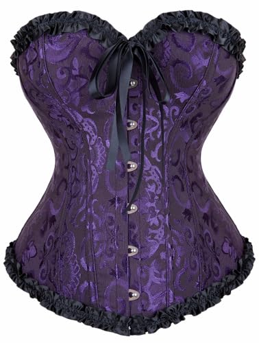 Moonight Corset Top Floral Renaissance Womens Lace Up Boned Overbust