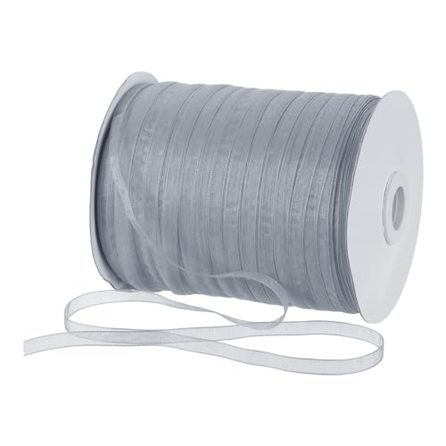 DMiotech 500 Yards Organza Ribbon 1/4 Inch Gray Chiffon Ribbon Shimmer Sheer Gift Wrapping Ribbons for Flower Bouquets Wedding Birthday DIY Decoration