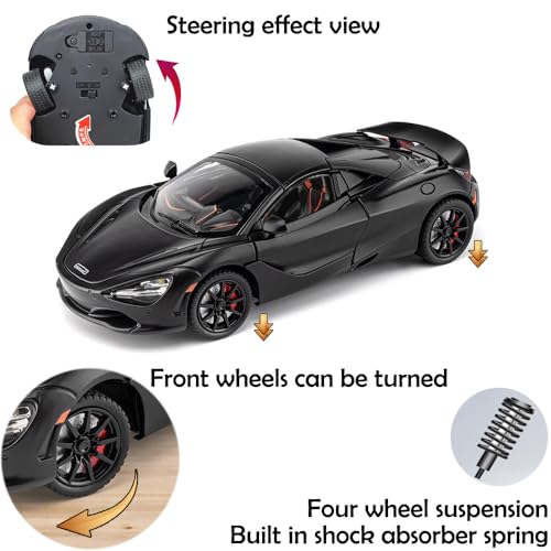 Modelo McLaren 720s Roadster 1:24 Negro miniatura 3