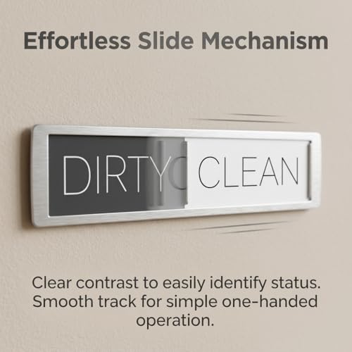 Premium Dishwasher Magnet Clean Dirty Sign, Clean Dirty Dishwasher Magnet Display for Dishwasher, Strong Hold & Adhesive Option, Kitchen Accessories Gadgets for Organisation, Silver Grey Design — view 4