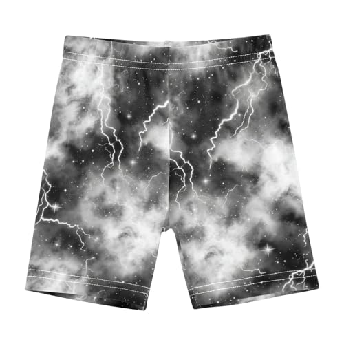 Lightning Star Cloud Gray Girls Bike Shorts Toddler Soft Cotton Under Dress Dance Shorts