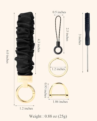 Image of WEESMILE Scrunchie Keychain Wristlet for Car Key Chain with D Key Ring
