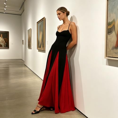 Robe de soirée plissée haut de gamme en patchwork maxi Ligne A - 4