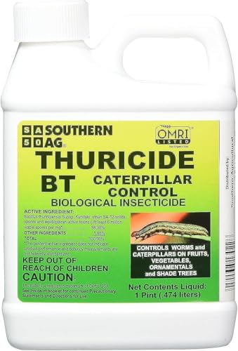 Southern Ag Thuricide BT Caterpillar Control 16oz - Pint Organic Bacillus Thuringiensis Spray for Worms Caterpillars & Garden Pest Control Safe for Vegetables Fruits & Ornamentals