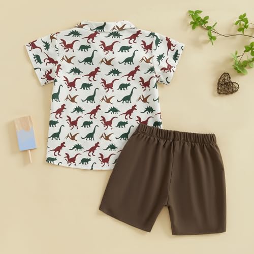 Image of Owl's-Yard Baby Boy Easter Outfits Rabbit Carrot Short Sleeve Button Down Shirts and Solid Color Shorts 2 Pcs Summer Set