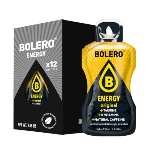 Bolero Energía | Bebida en polvo sin azúcar | Vegana y sin gluten | Para estilos de vida activos (12 x 7 g, original)