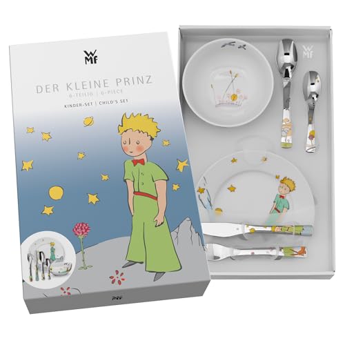 Regalo Grabado - Cubiertos Infantiles Personalizados con Vajilla | Acero Inoxidable 18/10 | Nombre y Fecha Grabados | Apto Lavavajillas | (El Principito)