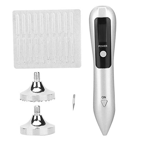 Remover för hudmärke, USB LED-penna för att ta bort fräkna hudfläckar, för vårtor, fräknar, mörka fläckar, nevus och små tatueringar (silver)