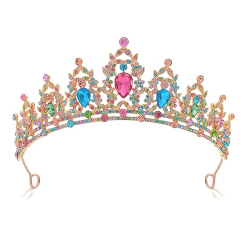 Tiara Crown for Women, Headband Hair Accessories for Birthday Wedding Party Costume Multicolor