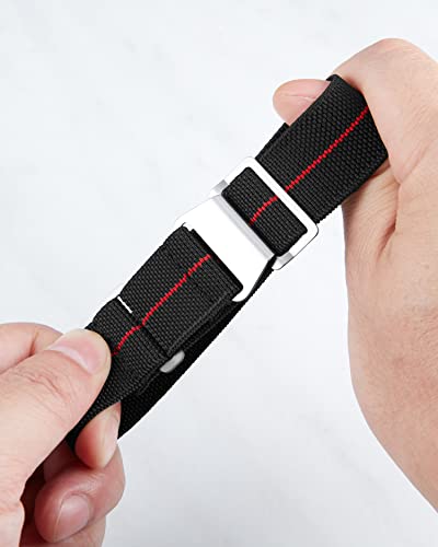Image of BINLUN Elastic Nylon Watch Band 18mm 20mm 22mm Marine Nationale Fabric Military Parachute Replacement Watch Strap Men Women Silver & Black Buckle - Upgraded Hook-and-Loop Buckle