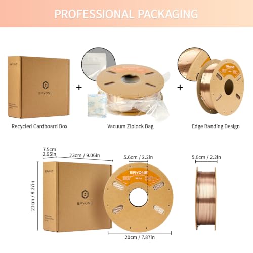 Image of ERYONE Silk PLA Filament for 3D Printer 1.75mm + /- 0.03mm, Shiny Filament 1kg (2.1lbs) /Spool, Desert Titanium