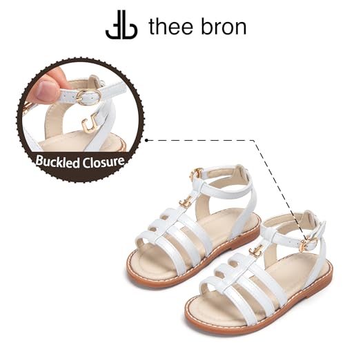 Image of Girls Gladiator Sandals with Adjustable Buckle Comfy Ankle Strappy Flat Shoes