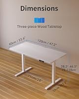 FEZIBO Höhenverstellbarer Schreibtisch mit USB-C&USB-A Ladeanschl 120x60cm – Ansicht 3