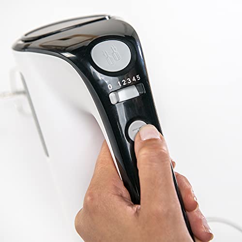 Taurus Station Inox - Standrührgerät für Backwaren, 500W, 5 Geschwindigkeiten, Turbofunktion, 2 Arten von Rührstäben: kneten und mixen, Weiß/Schwarz