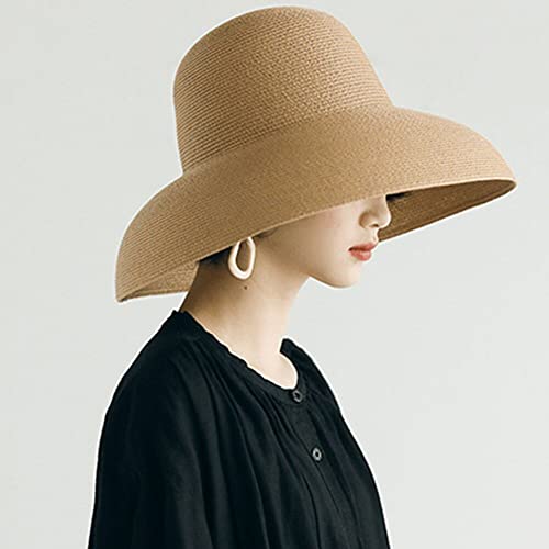Wudaizhi Femmes Faites À La Main Chapeau De Soleil D'été Grand Avant Plage Japonais De Style Hepburn De Style Henne – vue 5