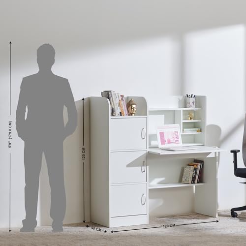 Image of Home Centre | Helios Alton Study Desk | Study Table for Home Office | Engineered Wood | White | 1 Year Warranty