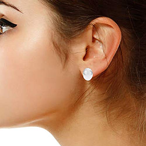 Ritastephens Sterling Silver Polished Clip-on Earrings (Round or Oval)3