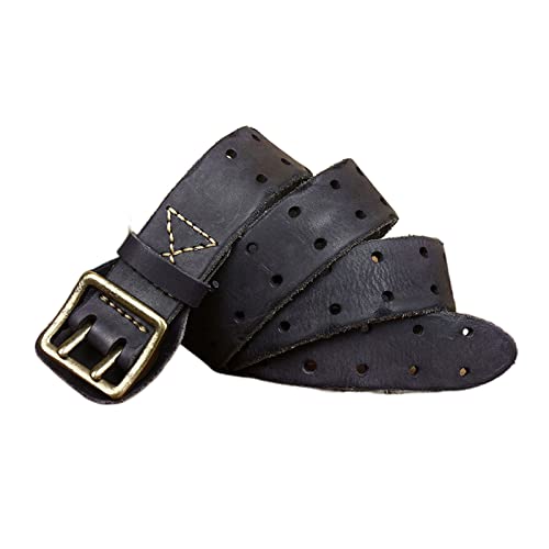 Ceinture en jean pour homme vintage en cuir noir avec sa boucle double griffe robuste