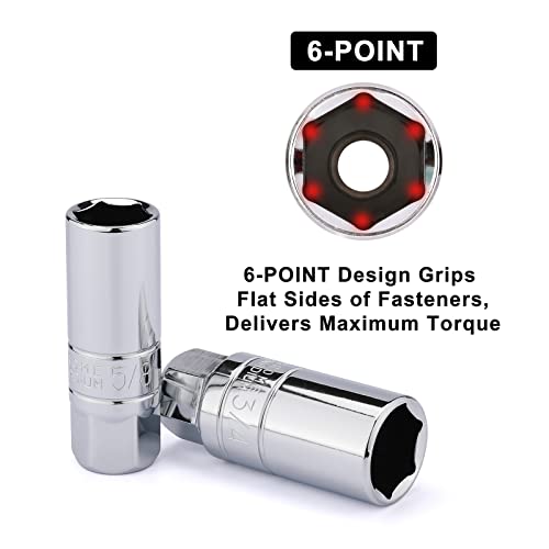 Mayouko 5Pcs 3/8 Inch Drive Spark Plug Socket Set, Metric&Sae, Cr-V, 5/8 Inch, 3/4 Inch, 13/16 Inch, 14Mm, 18Mm #TOP5